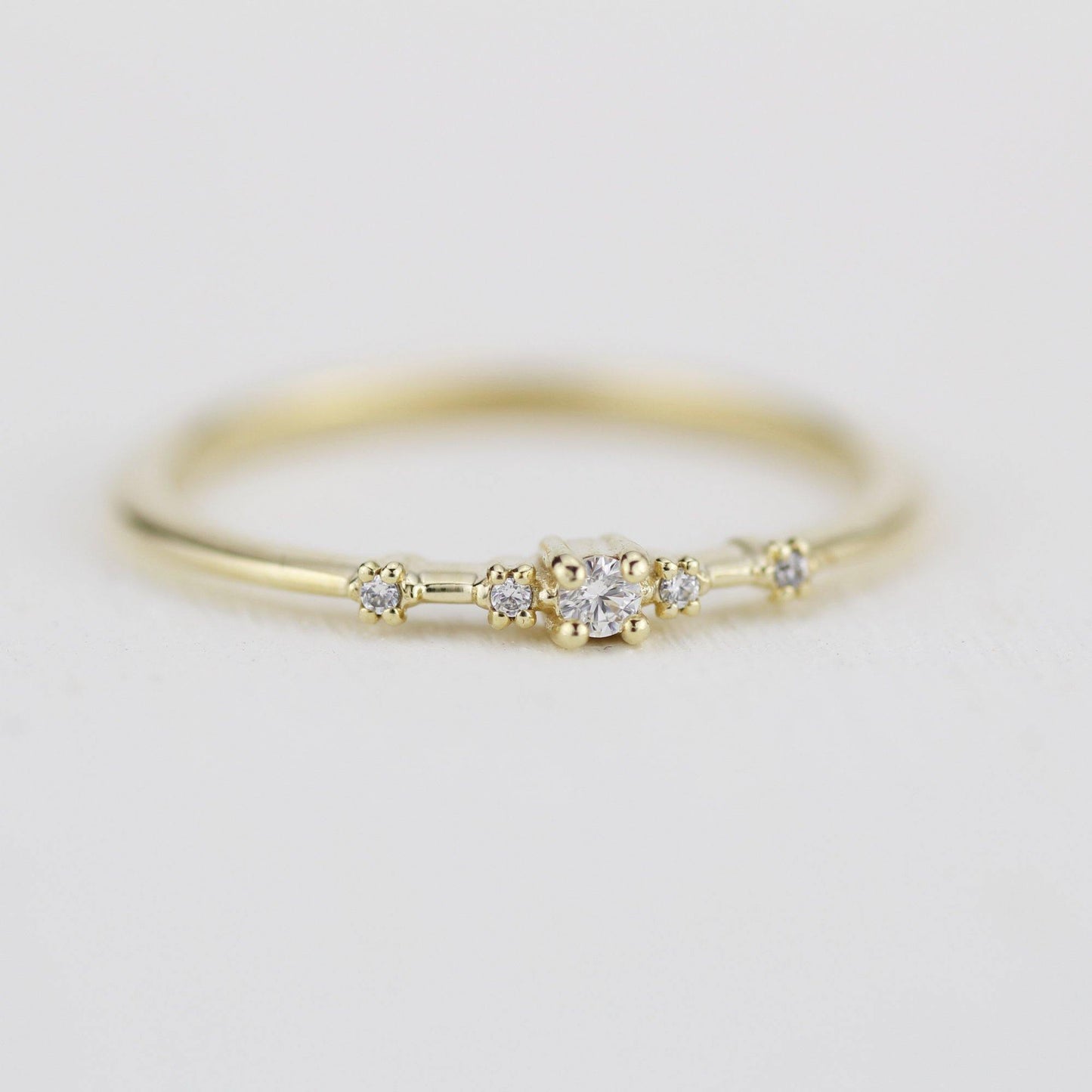 Simple engagement ring, dainty engagement rings for women, minimalist engagement ring | R 307WD - NOOI JEWELRY