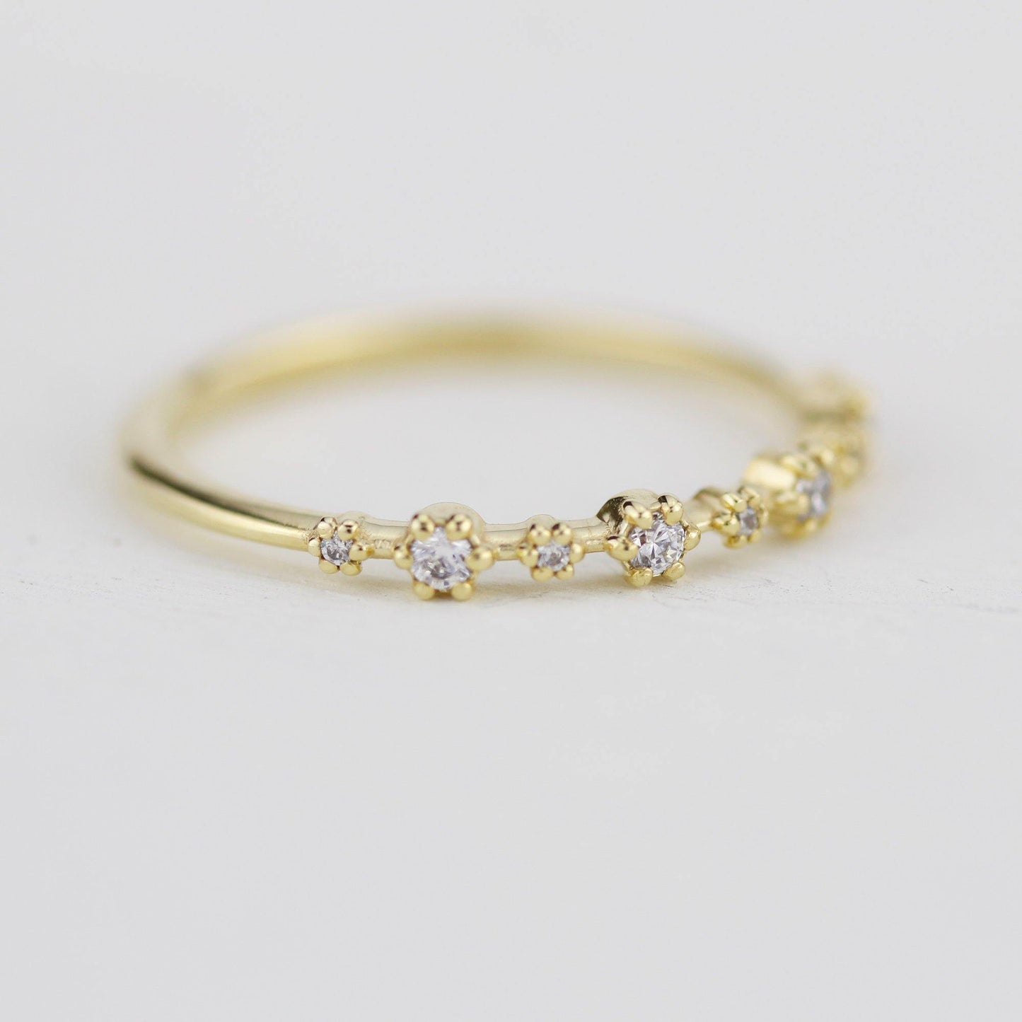 Stackable diamond wedding bands for women eternity rings, spaced diamond wedding band | R 313W - NOOI JEWELRY