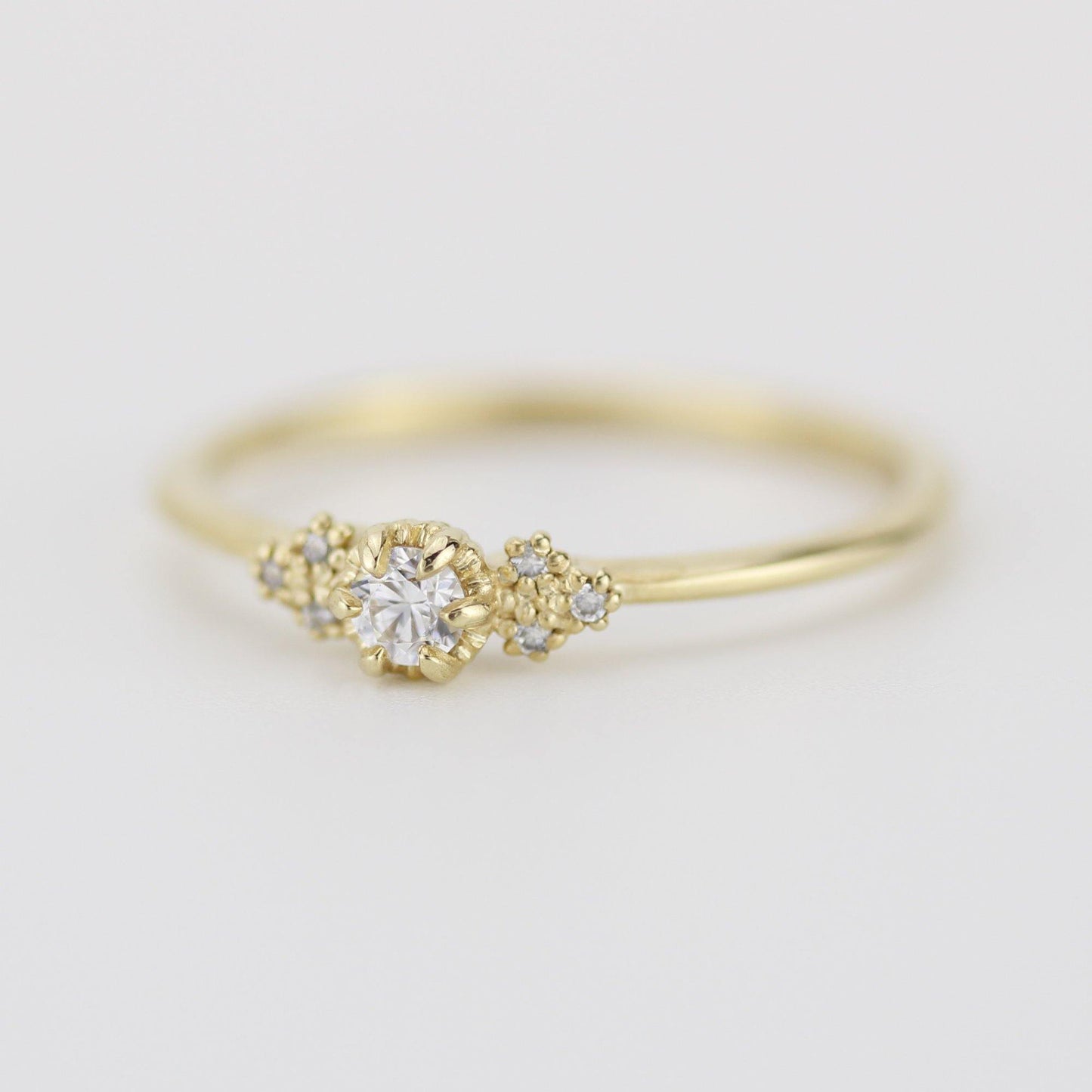Simple diamond engagement ring | unique engagement ring | delicate engagement ring R 318WD - NOOI JEWELRY