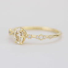 Load image into Gallery viewer, Oval engagement ring, white topaz Lace diamond engagement ring, dainty engagement ring | R322WT - NOOI JEWELRY