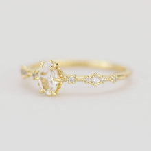 Load image into Gallery viewer, Oval engagement ring, white topaz Lace diamond engagement ring, dainty engagement ring | R322WT - NOOI JEWELRY