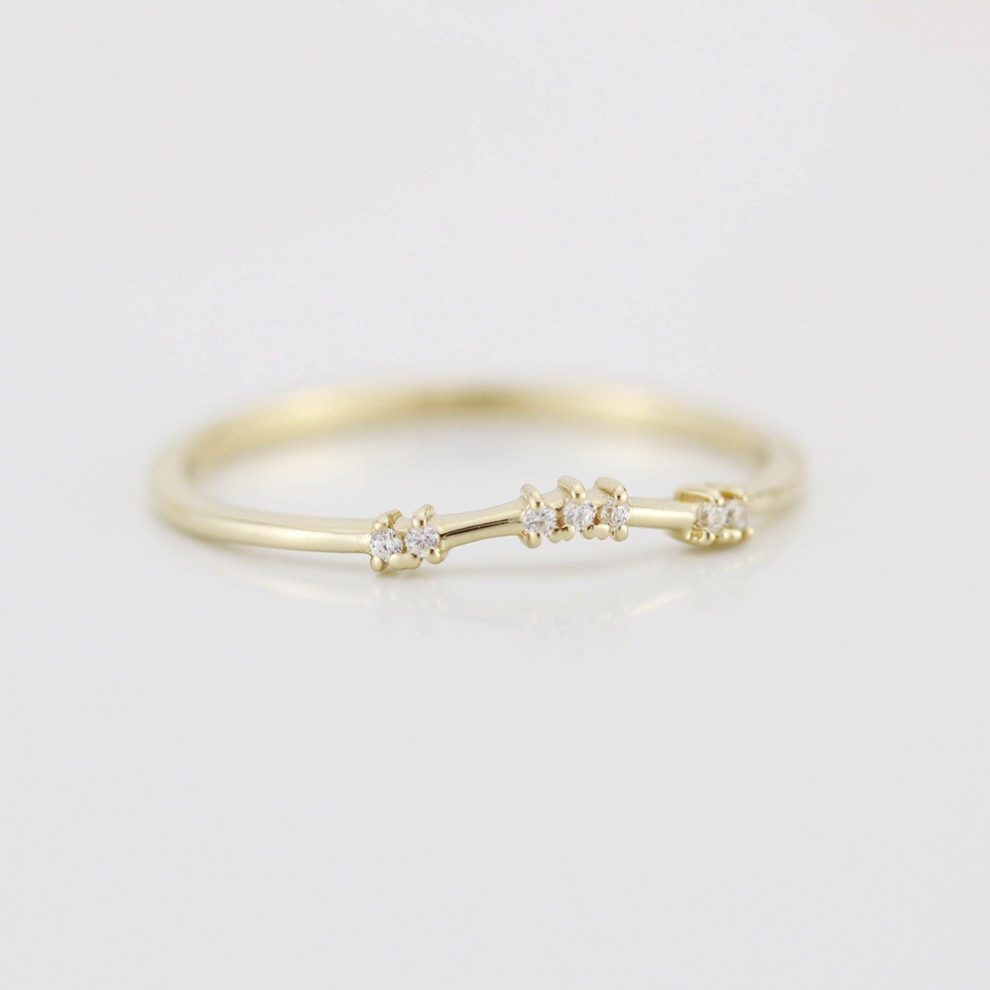 Diamond wedding band, curved diamond wedding band, wedding band women, curved wedding ring R333WD - NOOI JEWELRY