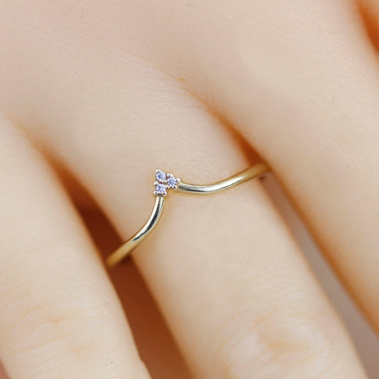 V shape wedding band, simple wedding band, curved band | R213WD