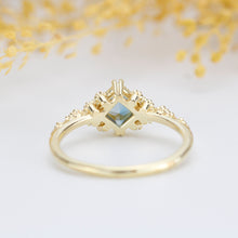 Load image into Gallery viewer, Princess cut engagement ring, vintage engagement rings London blue topaz and diamond| R339LBT - NOOI JEWELRY