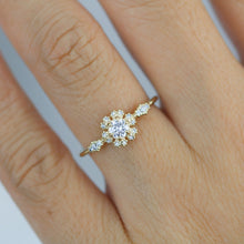 Load image into Gallery viewer, Round halo engagement ring, diamond alternative ring, unique engagement ring | R 341WD - NOOI JEWELRY