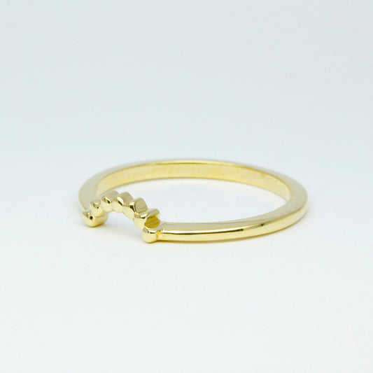 Curved Wedding Band yellow gold, Crown Wedding Ring, Gold Curved Band | R158