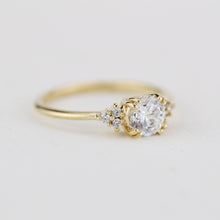 Load image into Gallery viewer, Moissanite engagement ring, round moissanite engagement ring, moissanite ring gold, engagement ring moissanite vintage unique R280MOIS