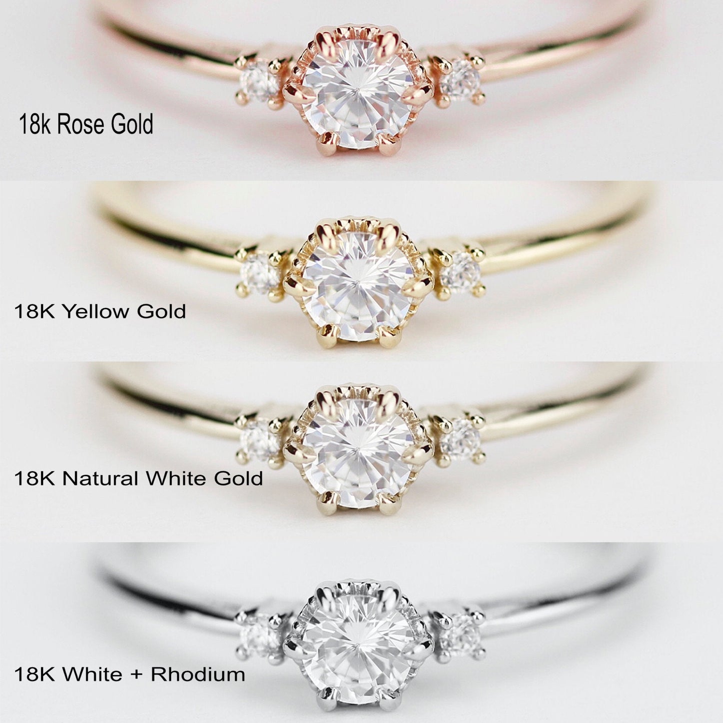simple engagement ring, delicate engagement ring, dainty engagement ring, minimalist engagement ring, cluster ring, Made in Italy | R252WD