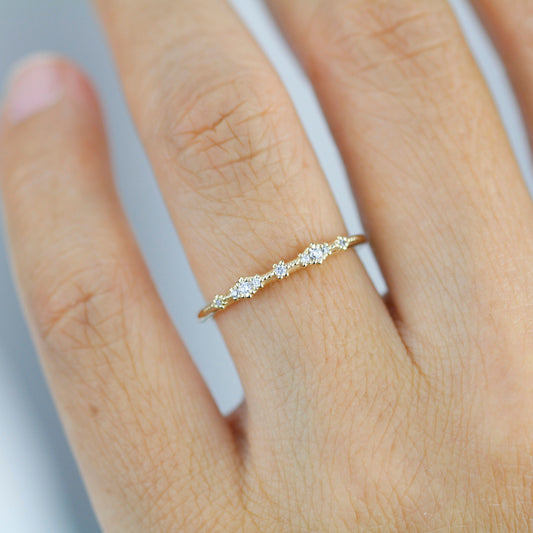 Diamond wedding band, vintage diamond engagement ring, half eternity band, Lace wedding band, Delicate gold lace ring | R 357WD