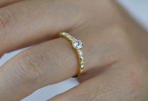 Nature inspired leaf diamond ring, dainty leaf diamond ring | R 360WD