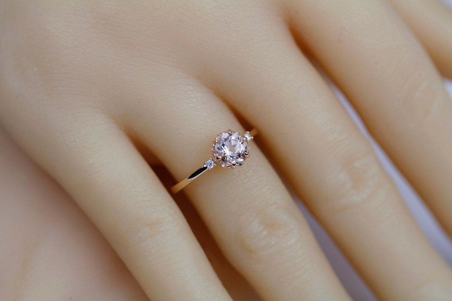 Morganite engagement ring, Champagne morganite, peach morganite ring | R255MO