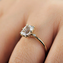 Load image into Gallery viewer, Emerald cut moissanite engagement ring, simple engagement ring moissanite - R 264 Moissanite.