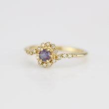 Load image into Gallery viewer, Bypass Alexandrite and diamond ring, twisted diamond ring, swirl ring, toi et moi ring, bypass engagement ring | R 362ALEX