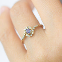Load image into Gallery viewer, Bypass Alexandrite and diamond ring, twisted diamond ring, swirl ring, toi et moi ring, bypass engagement ring | R 362ALEX