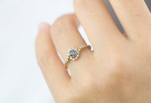 Load image into Gallery viewer, Bypass Alexandrite and diamond ring, twisted diamond ring, swirl ring, toi et moi ring, bypass engagement ring | R 362ALEX