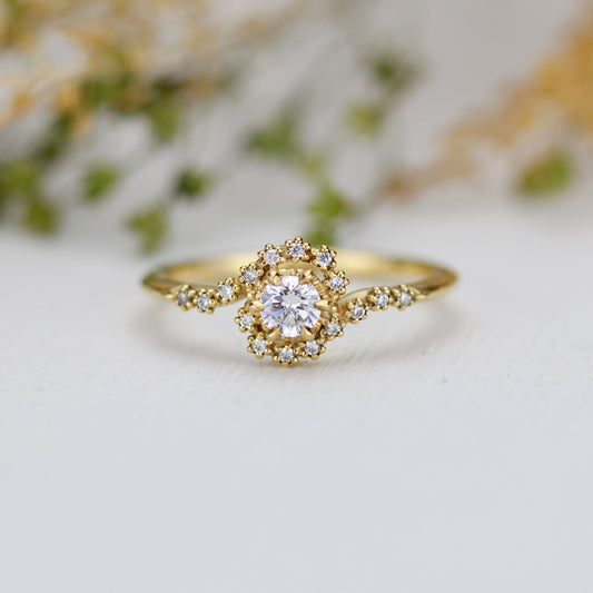 Bypass diamond ring, twisted diamond ring, swirl ring, toi et moi ring, bypass engagement ring, boho diamond ring | R 362WD