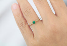 Load image into Gallery viewer, Emerald and diamond engagement ring, cross over ring, vintage engagement ring emerald | R 363EMERALD