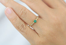 Load image into Gallery viewer, Emerald and diamond engagement ring, cross over ring, vintage engagement ring emerald | R 363EMERALD