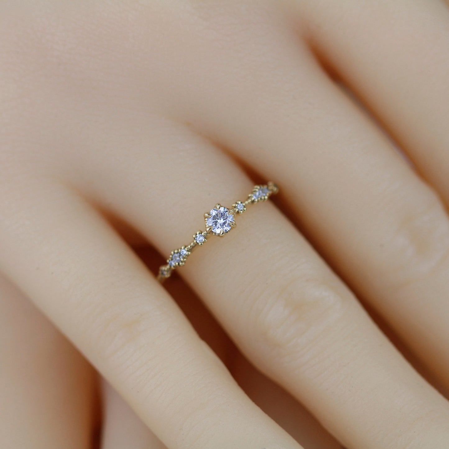 Simple diamond ring, unique engagement ring, classic ring diamond | 0.15ct R368WD