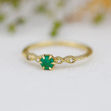 Load image into Gallery viewer, Emerald and diamond engagement ring, cross over ring, vintage engagement ring emerald | R 363EMERALD