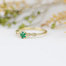 Load image into Gallery viewer, Emerald and diamond engagement ring, cross over ring, vintage engagement ring emerald | R 363EMERALD