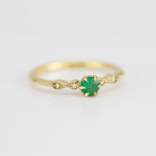 Load image into Gallery viewer, Emerald and diamond engagement ring, cross over ring, vintage engagement ring emerald | R 363EMERALD