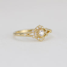 Load image into Gallery viewer, Vintage engagement ring women, 18k vintage inspired ring, filigree ring diamond, Unique round diamond ring | R373WD