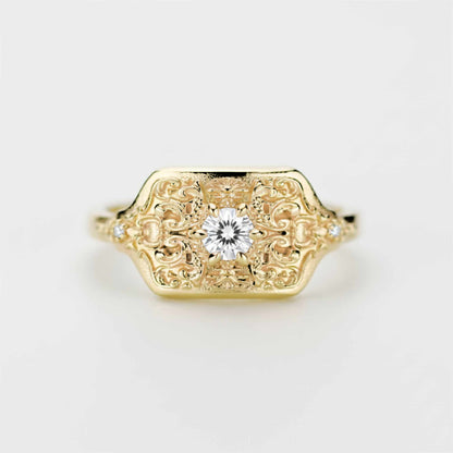 Vintage Scrollwork Signet Ring in 18K Yellow Gold | Unisex