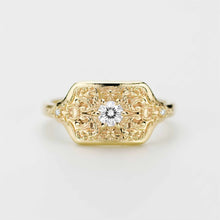 Load image into Gallery viewer, Vintage Scrollwork Signet Ring in 18K Yellow Gold | Unisex