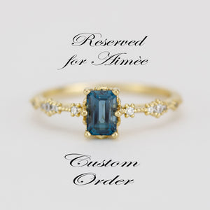 Reserved for Aimèe deposit - Unique engagement ring London blue topaz 6x4 | R326LBT