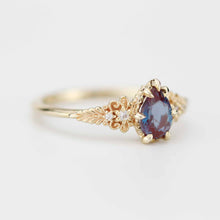 Load image into Gallery viewer, Twilight Fern Alexandrite and Diamond Ring in 18k Gold