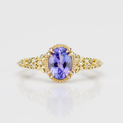 Anthea 18k Gold Ring with Natural Tanzanite and White Diamonds