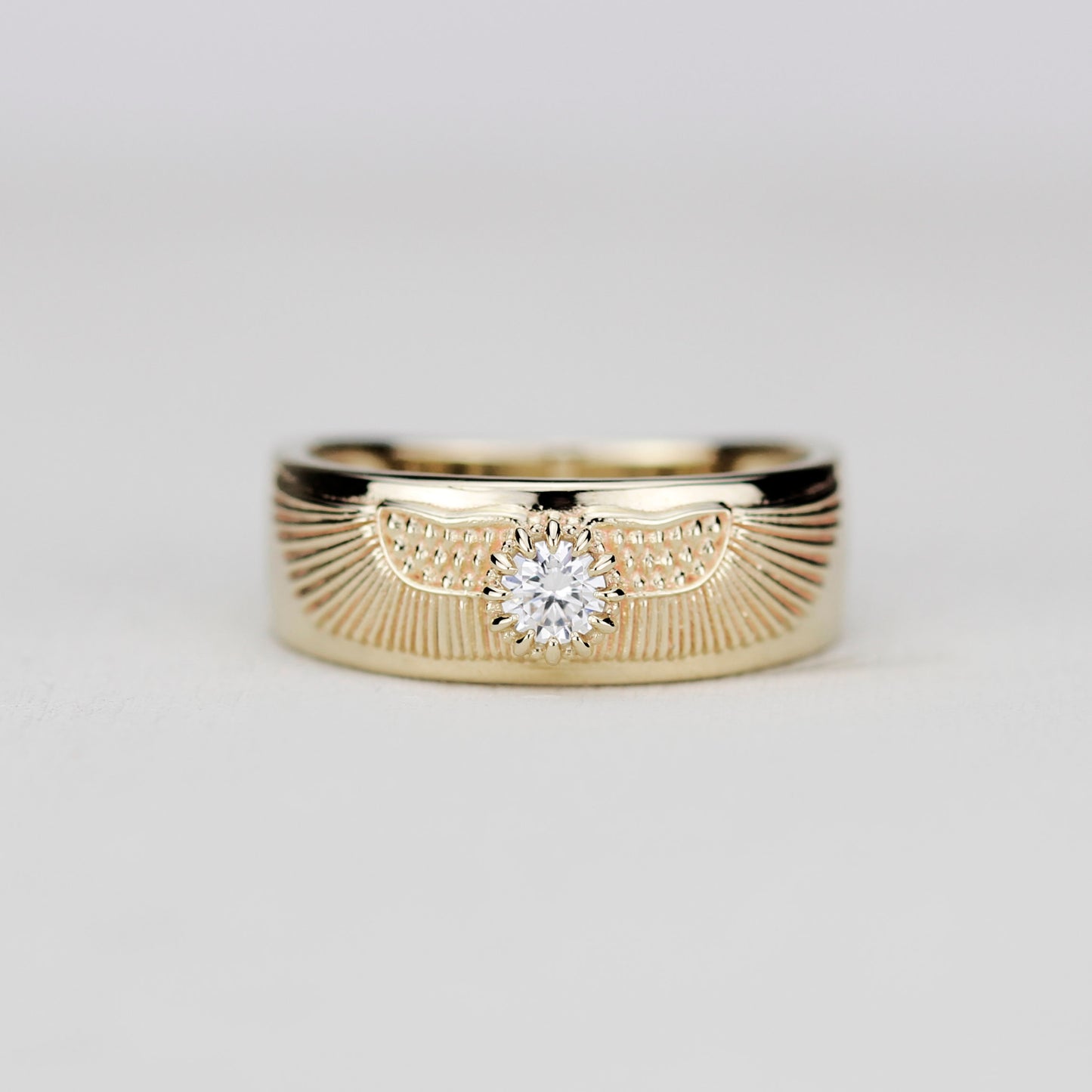 18K Gold Winged Sun Disk Ring | Ancient Egyptian Inspired Signet ring
