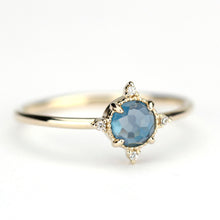 Load image into Gallery viewer, simple engagement ring, Engagement ring, blue topaz engagement ring, London Blue topaz ring, topaz ring, cluster ring, engagement diamond