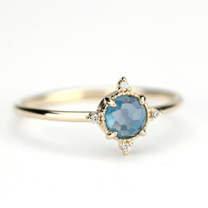 simple engagement ring, Engagement ring, blue topaz engagement ring, London Blue topaz ring, topaz ring, cluster ring, engagement diamond