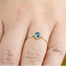 Load image into Gallery viewer, simple engagement ring, Engagement ring, blue topaz engagement ring, London Blue topaz ring, topaz ring, cluster ring, engagement diamond