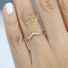 Load image into Gallery viewer, diamond Wedding ring, Wedding Band, stackable ring, chevron wedding band, delicate Wedding Band, Crown Wedding Ring, laces wedding Band