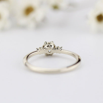 Three Stone Dainty 18k Gold Diamond Engagement Ring0.25ct Round Minimalist
