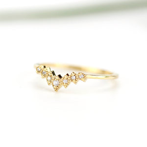 diamond Wedding ring, Wedding Band, stackable ring, chevron wedding band, delicate Wedding Band, Crown Wedding Ring, laces wedding Band