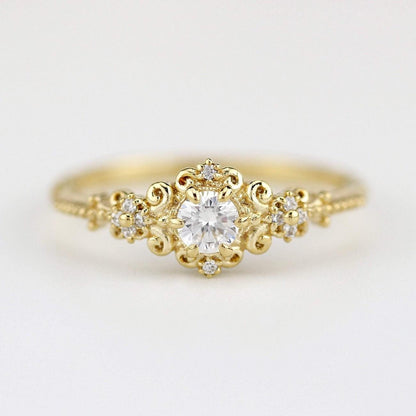 18k gold and diamond engagement ring art deco style