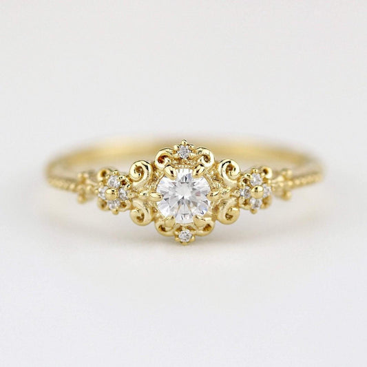 18k gold and diamond engagement ring art deco style