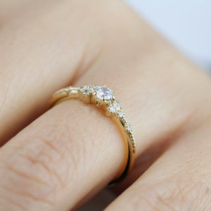 simple engagement ring, engagement ring gold diamond, delicate engagement ring | R 298WD - NOOI JEWELRY