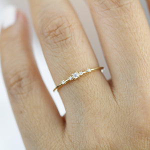 Simple engagement ring, dainty engagement rings for women, minimalist engagement ring | R 307WD - NOOI JEWELRY