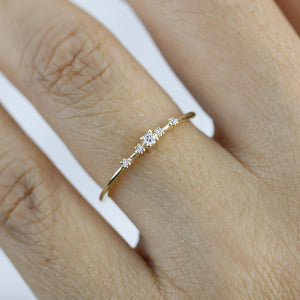Simple engagement ring, dainty engagement rings for women, minimalist engagement ring | R 307WD - NOOI JEWELRY