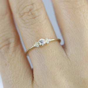 Simple diamond engagement ring | unique engagement ring | delicate engagement ring R 318WD - NOOI JEWELRY