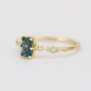 Unique engagement ring London blue topaz 6x4 | R326LBT - NOOI JEWELRY