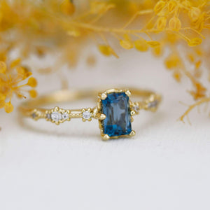 Unique engagement ring London blue topaz 6x4 | R326LBT - NOOI JEWELRY