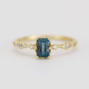 Unique engagement ring London blue topaz 6x4 | R326LBT - NOOI JEWELRY