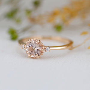 Morganite engagement ring, Champagne morganite, peach morganite ring | R255MO
