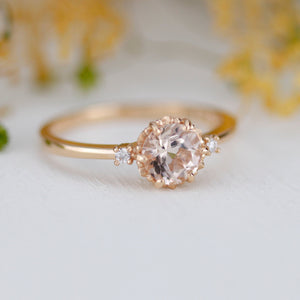 Morganite engagement ring, Champagne morganite, peach morganite ring | R255MO
